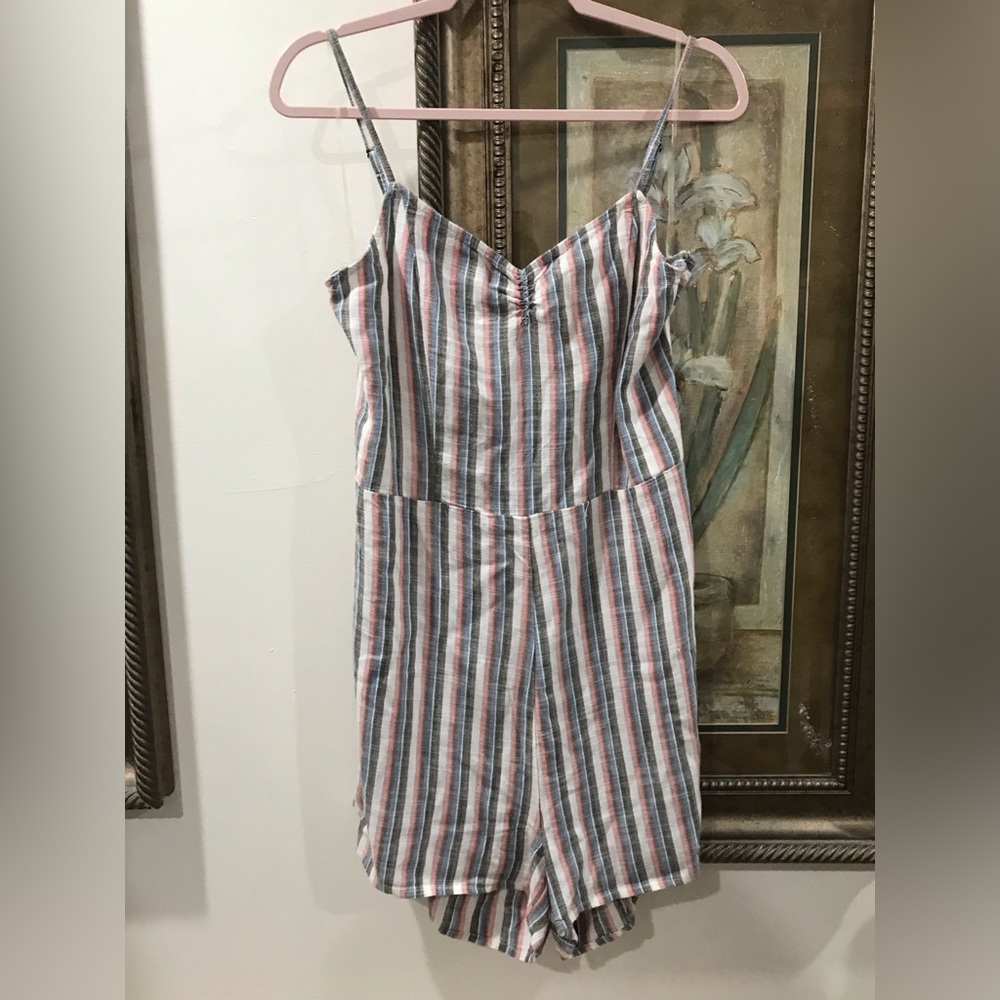 Striped Pink & Blue Girls' One-Piece Romper